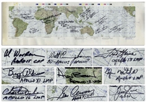 Apollo I Mission Chart Signed by 9 Apollo Astronauts, All Expressing Their Gratitude to the Three Astronauts Who Gave Their Lives
